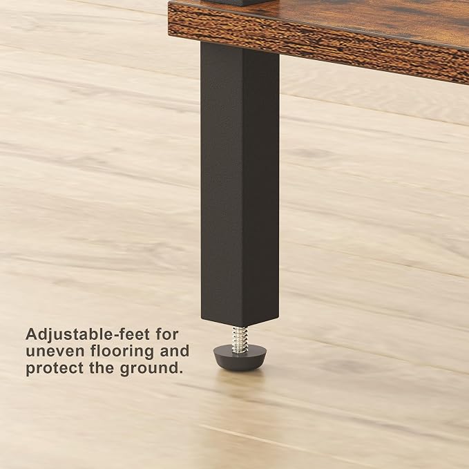 TUTOTAK End Table, Side Table, Nightstand, 2-Tier Storage Shelf, Sofa Side Table for Small Space, Living Room, Bed Room Brown and Black TB01BB034
