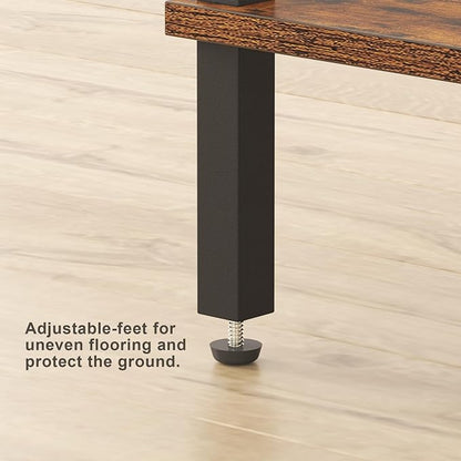 TUTOTAK End Table, Side Table, Nightstand, 2-Tier Storage Shelf, Sofa Side Table for Small Space, Living Room, Bed Room Brown and Black TB01BB034