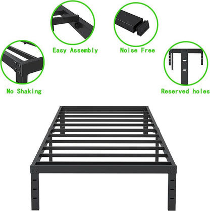 Cieemine 12 Inch Twin XL Size Bed Frames, Heavy Duty Metal Bed Frame Twin XL, No Box Spring Needed, Easy Assembly, Noise-Free, Black