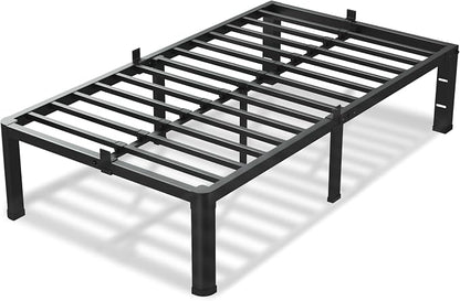VIPSHOW 12 Inch Twin Size Bed Frame, 3500Lbs Heavy Duty Metal Platform with Round Corner Legs Mattress Slide Stopper, Steel Slat Support No Box Spring Needed, Noise Free, Non-Slip, Easy Assembly