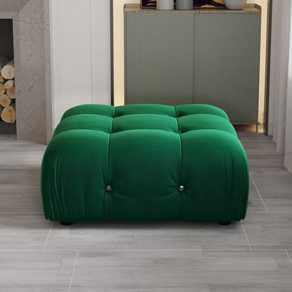 Modern Velvet Sectional Sofa, L Shape Minimalist Modular 4-Seater Sofa for Living Room Office Apartment (Ottoman/Green)