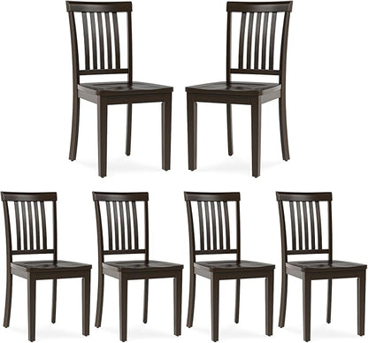 COLAMY Wooden Dining Chairs Set of 6, Solid Rubberwood Kitchen & Dining Room Chairs,Windsor Style Seating, Rustic Dining Table Chairs, Non-Slip Foot Pads, Farmhouse & Traditional Seating,Dark Brown