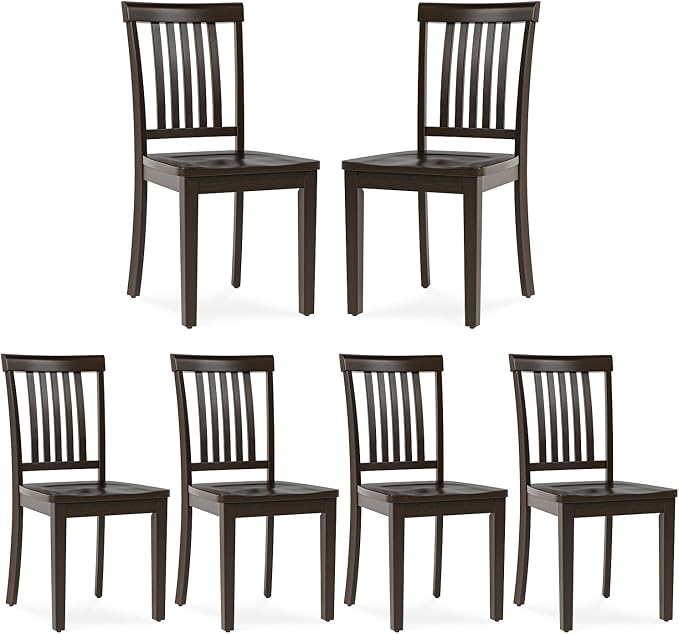 COLAMY Wooden Dining Chairs Set of 6, Spindle High Back Windsor Kitchen Side Chair, Farmhouse Dining Chairs for Kitchen and Dining Room, Dark Brown