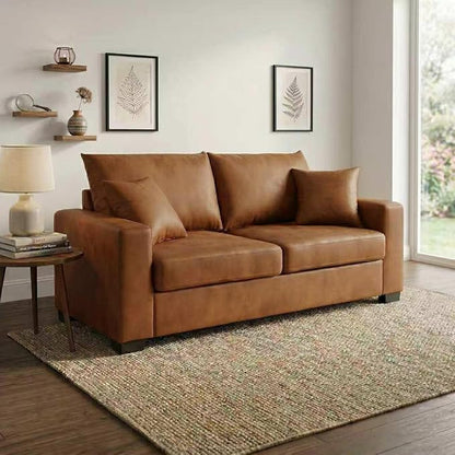 Ball & Cast 69" Loveseat Sofa, Modern Love Seat Couches for Living Room, Upholstered 2 Seater Small Couch with 2 Throw Pillows for Bedroom,Apartment,Office,Easy Assembly,Light Brown