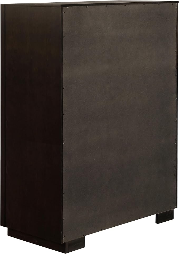 Coaster Home Furnishings Durango Contemporary 5-Piece Bedroom Set Velvet Upholstered Eastern King Size Panel Bed Frame 80-inch Headboard Smoked Peppercorn 223261KE-S5