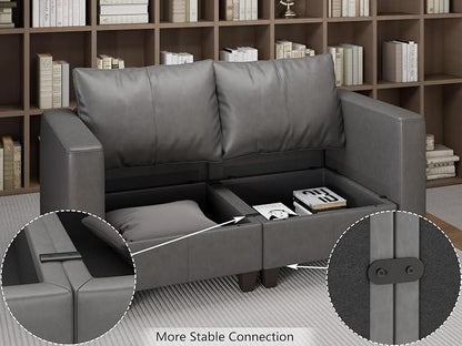 EASE MOOSE U Shaped Modular Sectional Sofa with Storage, Faux Leather Sectional Sofa Oversized Modular Sectional Couch