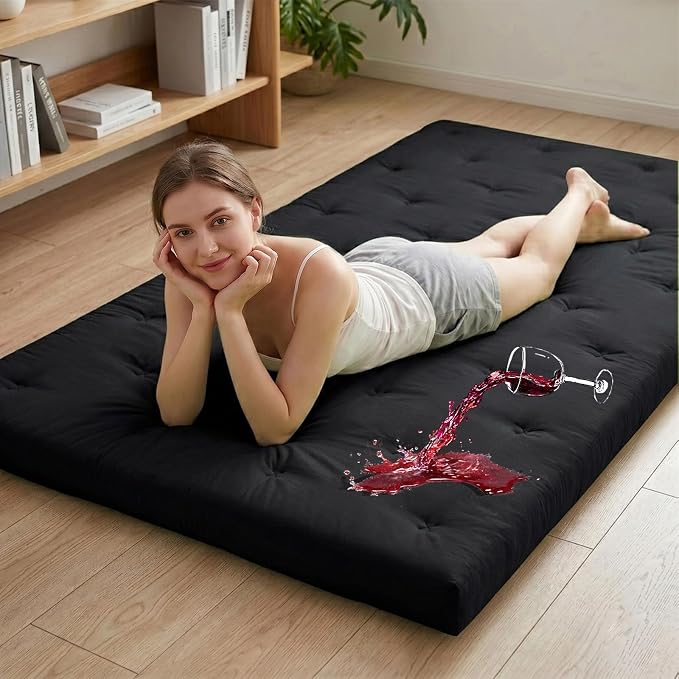 Syrinx Water Resistant Japanese Futon Mattress, Twin Size 75"x39", 4 Inch Thick Japanese Floor Mattress Tatami Mat, Foldable Floor Bed Sleeping Pad for Dormitory Guest Room Camping