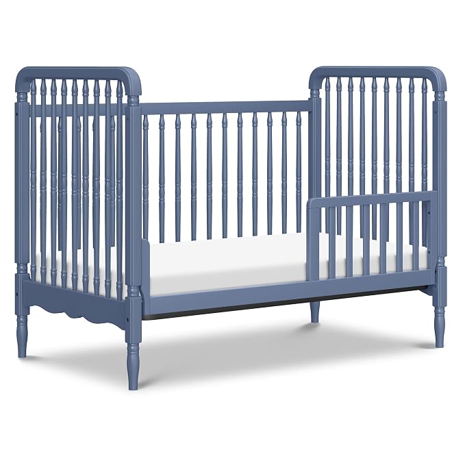 Namesake Liberty 3-in-1 Convertible Spindle Crib, Cove Blue | GREENGUARD Gold & FSC Certified, Converts to Toddler Bed & Daybed, 4 Adjustable Heights, Toddler Conversion Kit Included