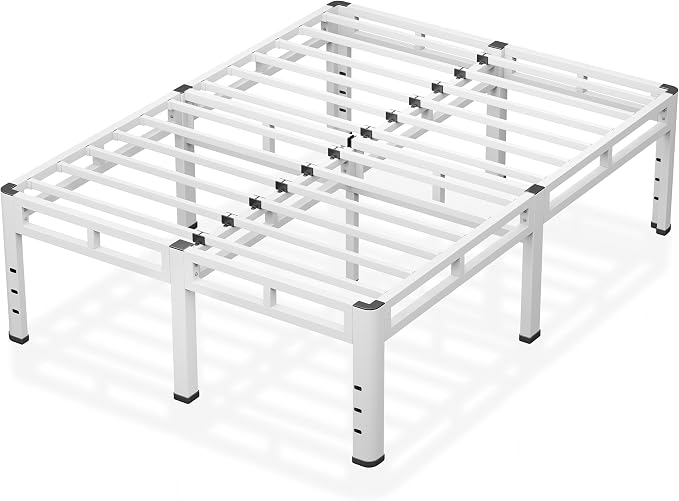 NKZ 24 Inch King Size Bed Frame, Metal Bed Frame & Box Spring 2 in 1 Platform with Round Corner Legs, 4000Lbs Heavy Duty Metal Frame, Mattress Slide Stopper, Headboard Hole, Noise-Free, Easy Assembly