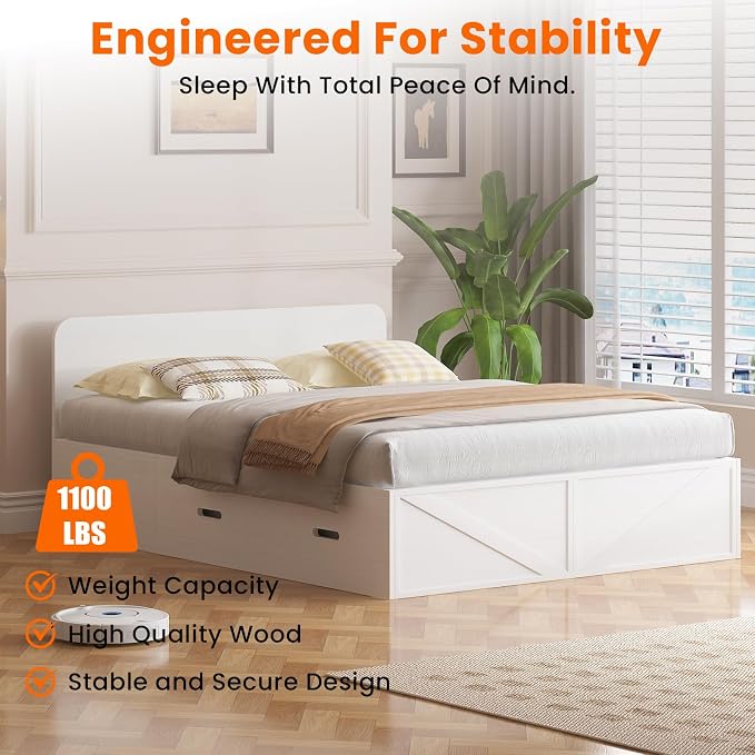 CECER 3-in-1 Full Murphy Bed with Mattress for Small Space -White | Multi-Functional Desgin that Converts to Sofa Set，Bed and Cabinet，Easy Assemble ＆ Conversion