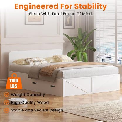 CECER 3-in-1 Queen Murphy Bed with Mattress for Small Space -White | Multi-Functional Desgin that Converts to Sofa Set，Bed and Cabinet，Easy Assemble ＆ Conversion