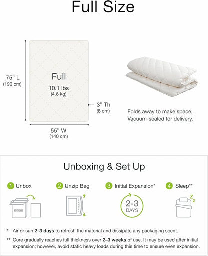 FULI Premium Japanese Futon Bed, Foldable Floor Bed, Wavy Foam Core Portable Sleeping Pad Shikibuton, Made in Japan (Full)