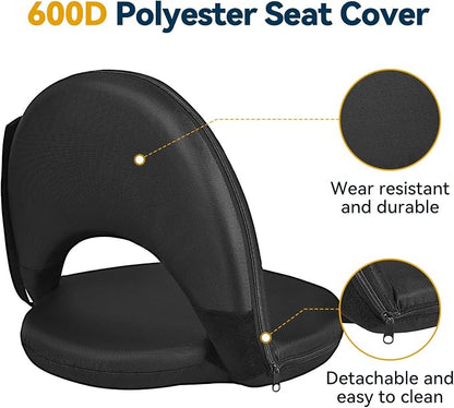 Floor Chair - Reclining Stadium Seats with Back Support, 6 Position Adjustable - Portable Beach Chair, Recreation Recliner for Outdoor Camping Picnic