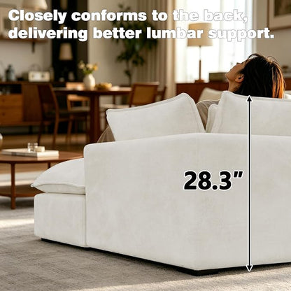 Boneless Couch Sectional Sofas Cloud Couches for Living Room | 130'' Modern Modular Cloud Sofa with Pillows and Ottoman for Bedroom