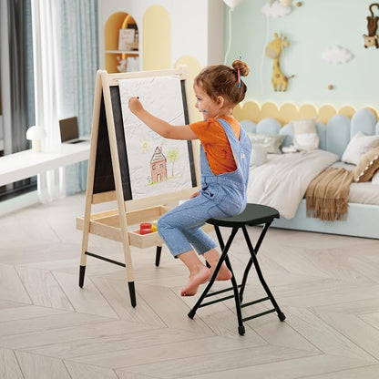 Folding Stool, 18 Inch Foldable Stool with Handle & Steel Frame, Pack of 10 Folding Bar Stools, 440lbs Sturdy Foldable Lightweight Metal Chair for Camping, Indoor and Outdoor, White