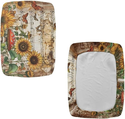 Mushroom Sunflower Bar Stool Covers Rectangle Butterfly Fall Bar Stool Covers Rectangle Set of 2 Stretchy Vanity Chair Cover Seat Cover with Elastic Band