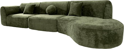 Christopher Knight Home Grelyn Modern Curved Modular Sectional Sofa, Wool Fabric Large Cloud Couch, 6-Seater L-Shaped Couch for Living Room, 3-Piece Lounge Sofa with Chaise,Fully Assembled,Olive Green