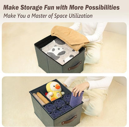 Storage Ottoman Shoe Organizer for Closet - Adjustable Dividers Storage Box for Shoes | Clothes | Toy | Blanket, Foldable Foot Stool Small Bench Shoe Cabinet for Living Room & Bedroom
