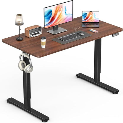 Standing Desk, Height Adjustable Electric Stand up Desk, 40 x 24 Inches Sit Stand Home Office Desk with Splice Board, Black Frame/Walnut Top