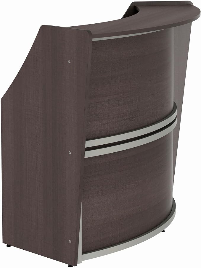 Linea Italia Curved Modern Office Desk Easy to Assembly Single Unit Reception Counter for Lobby, Salon, 70" x 27", Mocha