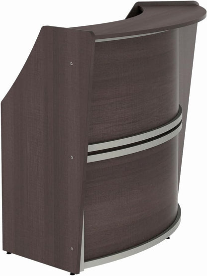Linea Italia Curved Modern Office Desk Easy to Assembly Single Unit Reception Counter for Lobby, Salon, 70" x 27", Mocha