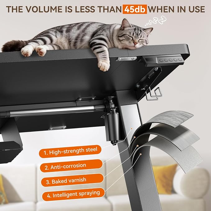 Standing Desk, 63 x 24 Inches Electric Height Adjustable Desk, Sit Stand up Desk, Memory Computer Home Office Gaming Desk with 3 Preset Heights, Table Cable Management Box,Black