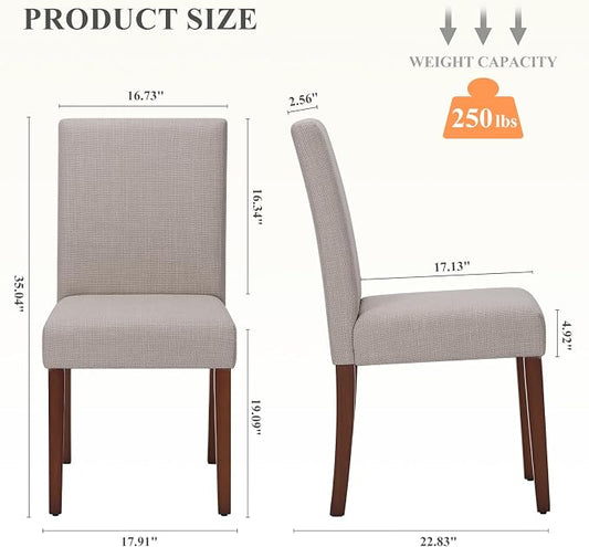 MALOL Upholstered Dining Chairs Set of 2, Modern Fabric Dining Room Chair, Wooden Dining Chair, Kitchen Side Chairs, Farmhouse Dinner Chair with High Back for Kitchen, Brown