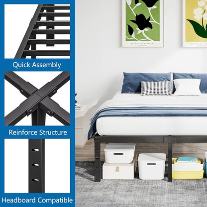 Twin Bed Frame Heavy Duty,18" Black Metal Platform Bed Frame,Sturdy Steel Frame,No Box Spring Needed,Noise-Free,Easy Assembly