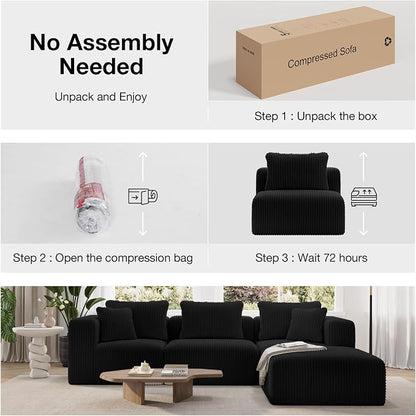 Novilla 141" Modular Sectional Sofa, Modern Cloud Sectional Couch with Smarts Coil® Support, L-Shape Boneless Couch for Living Room Apartments Bedroom, No Assembly Required (6 Seat)