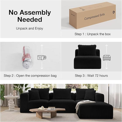 Novilla Modular Sectional Sofa, Modern Cloud Sectional Couch with Smarts Coil® Support, Upholstered Boneless Couch for Living Room Apartments Bedroom, No Assembly Required (Armless Chair)
