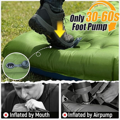 FUN PAC Camping Sleeping Pad,Ultralight Camping Mattress with Pillow, Built-in Foot Pump Inflatable Sleeping Pad Compact for Camping,Backpacking, Hiking,Traveling