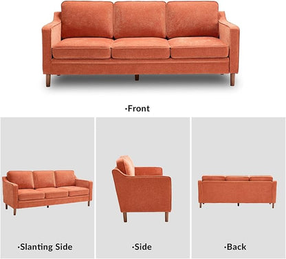 Kingfun Couch Sets for Living Room, 3 Seater Couch and Armchair, Mid Century Modern Sofa Set, Chenille Couch with Solid Wood Frame for Bedroom