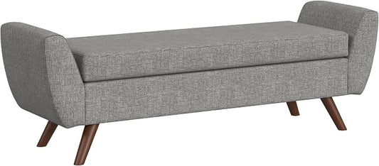 HomePop 60" Modern Storage Bench with Wood Legs - Gray Woven