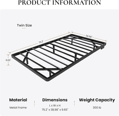 SHA CERLIN Twin Size Floating Bed Frame with Smart LED Lights, Black | Modern Design Metal Platform Bed with Power Strip, No Box Spring Needed, Noise-Free, Easy Assembly