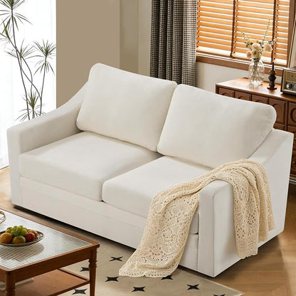 67” Chenille Loveseat Sofa w/Comfortable Back Cushions, Beige | Modern 2-Seat Couch w/Deep Seat Space, Upholstered 2 Seaters Sofa w/High Resiliency Foam for Living Room