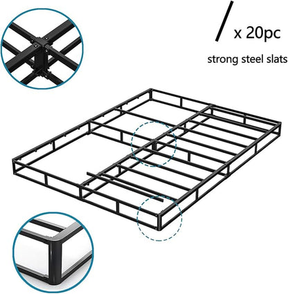Bedsnus Full Size Box Spring and Cover Set, 9 Inch High Profile Metal BoxSpring, Heavy Duty Structure Mattress Foundation, Noise Free, Non-Slip, Easy Assembly