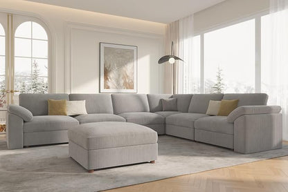 EASE MOOSE deep Sectional Modular Sofa,Comfort Large Sectional Couch Oversized Cloud Couch,Removable Cover,Light Gray