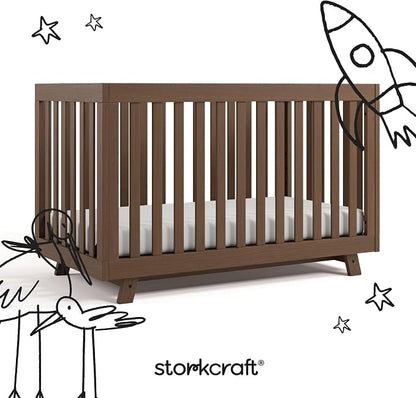 Storkcraft Beckett 3-in-1 Convertible Crib – GREENGUARD Gold Certified, Fits Standard Crib Mattress, Converts to Toddler Bed and Daybed, 4 Mattress Heights, Grow-with-Me Design (Hazelnut)