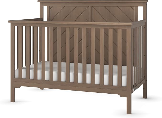 Child Craft Hampton Flat Top 4-in-1 Convertible Crib, Baby Crib Converts to Day Bed, Toddler Bed and Full Size Bed, 3 Adjustable Mattress Positions, Non-Toxic, Baby Safe Finish (Dusty Heather)