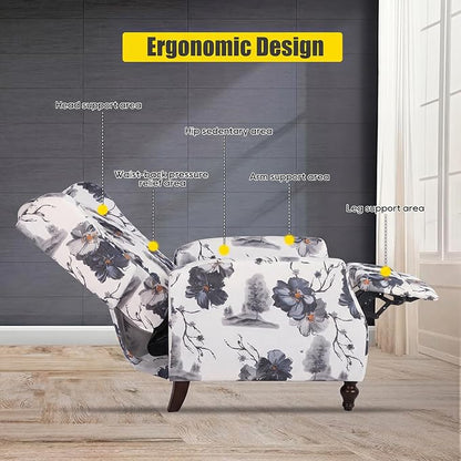 Wingback Recliner Chair with Massage and Heat, Tufted PU Leather Push Back Arm Chair for Living Room Vintage Recliner Chair with Remote Control, Padded Cushion, Backrest (Ink Blue)