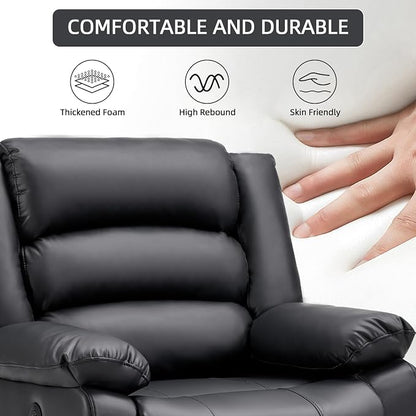 EBELLO Faux Leather Classic Power Recliner Chair, Oversized Electric Overstuffed Reclining Chair with Soft Cushion and Back, Sofa with Comfortable Armchair, Classic Black