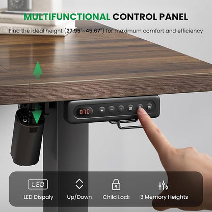 SIAGO Electric Standing Desk Adjustable - 63 x 24 Inch Sit Stand up Desk with 0.8 Inch Thick Tabletop - Adjustable Height Table with 3 Memory Preset, Cable Management for Home Office