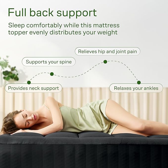 Niagara Sleep Solution Ultra Soft California King Size Mattress Topper - Rayon Derived from Bamboo Pillow Top Mattress Pad for Back Pain Relief - Naturally Cooling for Hot Sleepers, Black