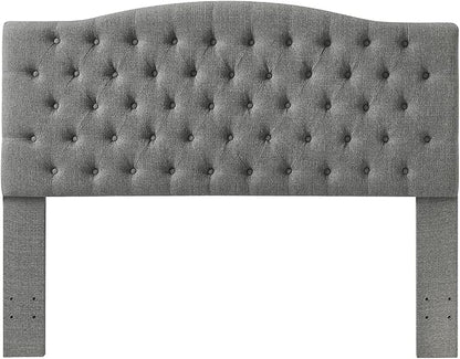 24KF Upholstered Tufted Button Linen Fabric Headboard,Comfortable Fashional Headboard Queen/Full Size,Granite