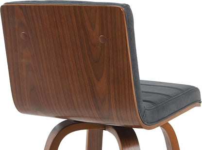 Vienna Modern Swivel Bar Height Stool with Vintage Black Upholstered Seat and Walnut Finished Wood Frame Set of 4