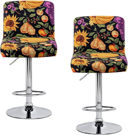 Levoberg Bar Stools Cover Set of 2 Printed Armless Swivel Barstools Slipcovers with Backs Stretch Square Counter Height Bar Stools Covers Mid Low Back Chair Cover for Kitchen Dining Room Bar #17