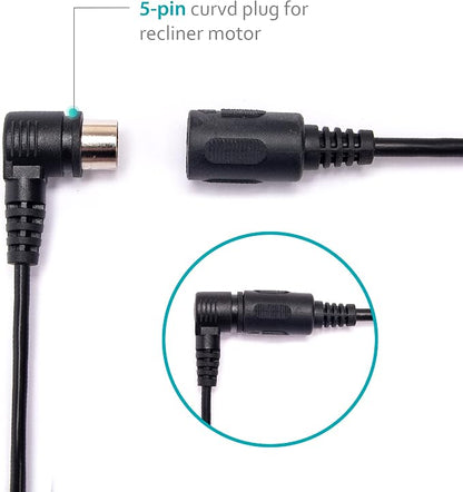 Okin 5 Button Recliner Replacement Parts, Hand Control Handset 5 Pin Plug with USB, Lift Chair Control Replacement for Power Recliner Chair, Electric Recliner, Sofa Reclinable, Right Side