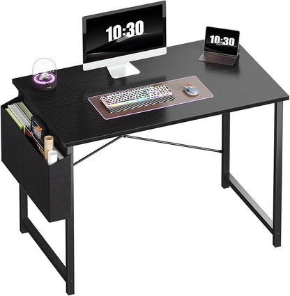 OLIXIS Small Computer Desk, 40 Inch Home Office Desks, Writing Study Craft Work Gaming Table, Computer Workstation for Bedroom Small Spaces with Storage Bag, Black