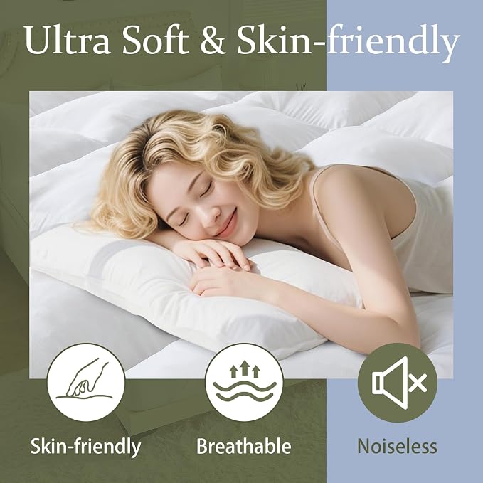 2 Inch Memory Foam Mattress Topper Full for Back Pain, Extra Soft Pillow Top Mattress Topper, Fluffy Shredded Memory Foam Filled