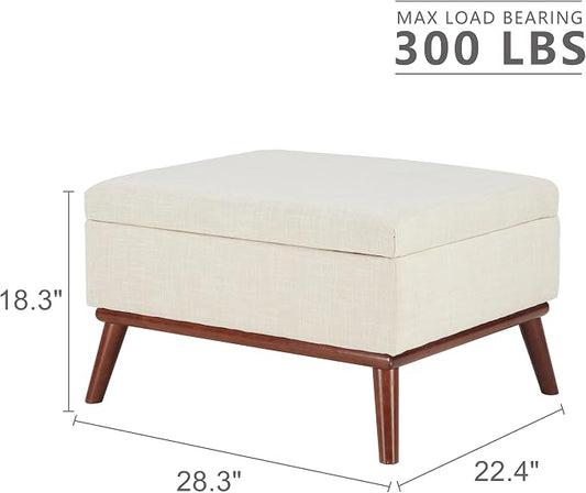 Kingfun 65" W Loveseat Sofa with Ottoman Coffee Table, Mid Century Modern Decor Love Seat Couches and Ottoman with Storage for Living Room, Button Tufted Upholstered Love Seats Furniture Set, Beige
